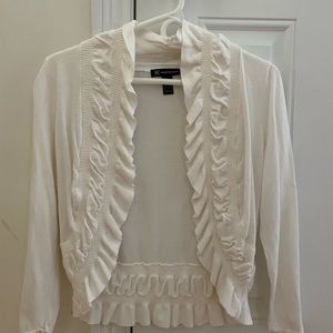 White ruffled cardigan